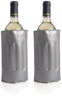 Koelelement hoes - 2x - wijnflessen - zilver - 34 x 18 cm - Koeltasje - Flessenkoeler - Wijnkoeler