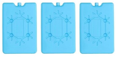 Koelelement plat - 3x - blauw - 200 ml - 11 x 16 cm - koeltas/koelbox element