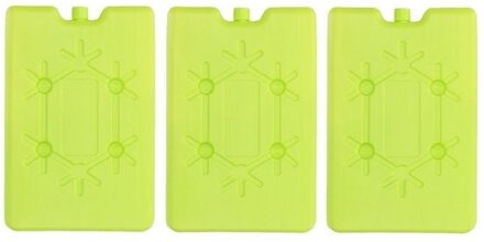 Koelelement plat - 3x - groen - 200 ml - 11 x 16 cm - koeltas/koelbox element