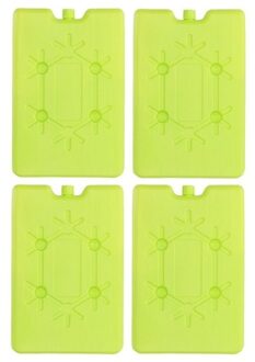 Koelelement plat - 4x - groen - 200 ml - 11 x 16 cm - koeltas/koelbox element