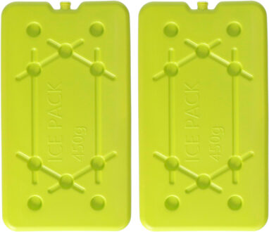 Koelelementen 450 gram - 2x - 14 x 25 x 1 cm - geel - voor koelbox en koeltas
