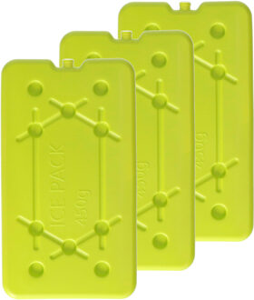 Koelelementen 450 gram - 3x - 14 x 25 x 1 cm - geel - voor koelbox en koeltas