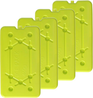 Koelelementen 450 gram - 4x - 14 x 25 x 1 cm - geel - Voor koelbox en koeltas