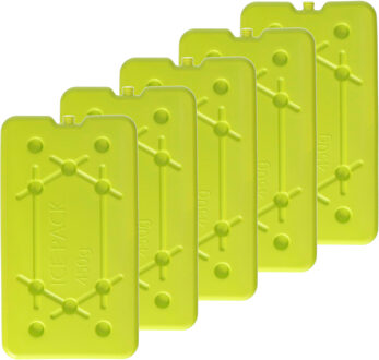 Koelelementen 450 gram - 5x - 14 x 25 x 1 cm - geel - voor koelbox en koeltas