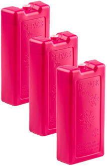 koelelementen - 6x stuks - 1100 ml - 22 x 11 x 5 cm - roze - kunststof