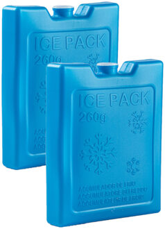 koelelementen - 8x stuks - 260 grams - 13 x 10.5 x 2 cm - kobalt blauw - kunststof