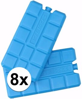 Koelelementen voor koeltas/koelbox - 8x stuks - 200 ml - blauw - kunststof - 15 x 8 x 2 cm