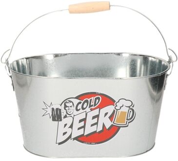 Koelemmer Cold Beer - 26 x 13 cm - metaal - met 2 openers - IJsemmers - Champagnekoelers