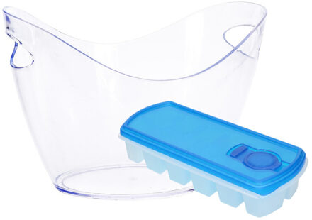 Koelemmer - transparant - 3 liter - incl. ijsblokjes vorm - ijsemmer