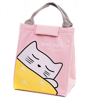 Koeler Lunch Tas Mode Ctue Kat Multicolor Zakken Vrouwen Waterdichte Hand Pack Thermische Ontbijt Doos Draagbare Picknick Reizen roze