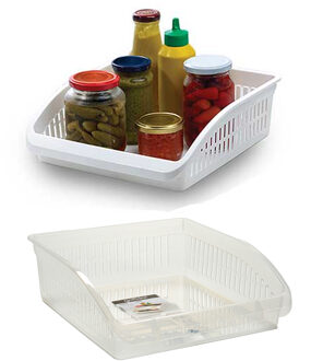 Koelkast/keuken organiser open mand - 2x - transparant - kunststof - 29 x 26 x 8 cm