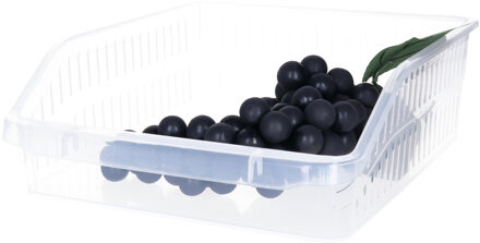 Koelkast/keuken organiser open mand - 2x - transparant - kunststof - 30 x 25 x 9 cm