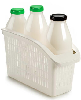 Koelkast/keuken organiser open mand - wit - kunststof - 29 x 13 x 17 cm
