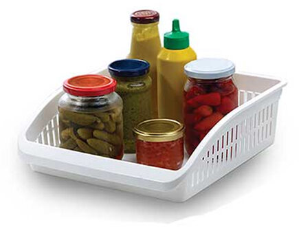 Koelkast/keuken organiser open mand - wit - kunststof - 29 x 26 x 8 cm