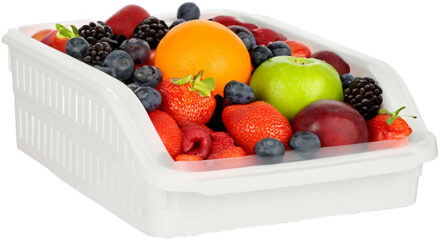 Koelkast/keuken organiser open mand - wit - kunststof - 30 x 26 x 9 cm