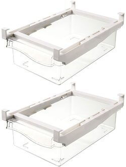 Koelkast Opbergdoos Draagbare Mand Grote Capaciteit Groenten Ei Fruit Houder Knippen Gemak Opknoping Lade wit