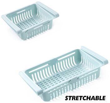 Koelkast Verstelbare Rekbaar Organizer Lade Mand Koelkast Lades Verse Spacer Layer Voedsel Opslag Rek blauw 1 stk
