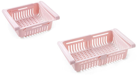 Koelkast Verstelbare Rekbaar Organizer Lade Mand Koelkast Lades Verse Spacer Layer Voedsel Opslag Rek blauw 16.5x15.5x7cm