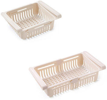 Koelkast Verstelbare Rekbaar Organizer Lade Mand Koelkast Lades Verse Spacer Layer Voedsel Opslag Rek khaki