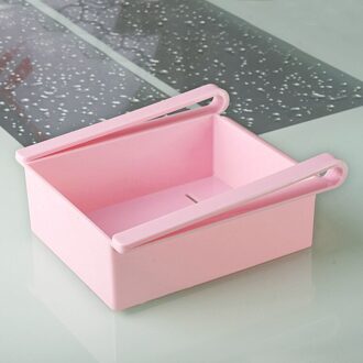 Koelkast Verstelbare Rekbaar Organizer Lade Mand Koelkast Lades Verse Spacer Layer Voedsel Opslag Rek roze 16.5x15.5x7cm