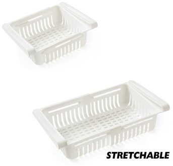 Koelkast Verstelbare Rekbaar Organizer Lade Mand Koelkast Lades Verse Spacer Layer Voedsel Opslag Rek wit 1 stk
