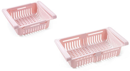 Koelkast Verstelbare Rekbaar Organizer Lade Mand Koelkast Lades Verse Spacer Layer Voedsel Opslag Rek wit 16.5x15.5x7cm