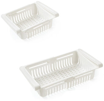 Koelkast Verstelbare Rekbaar Organizer Lade Mand Koelkast Lades Verse Spacer Layer Voedsel Opslag Rek wit