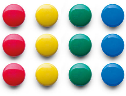 Koelkast/whiteboard magneten gekleurd - 12 stuks - 2 cm