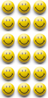 koelkast/whiteboard magneten smiley - 18x - 3 cm - Magneten Geel