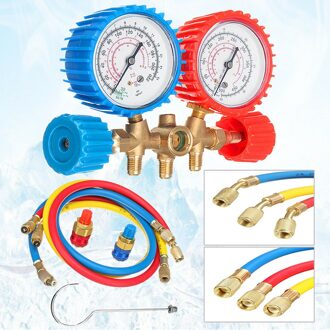 Koelmiddel Manometer Set Airconditioning Gereedschap Met Slang En Haak Voor R12 R22 R404A R134A Airconditioning Koeling