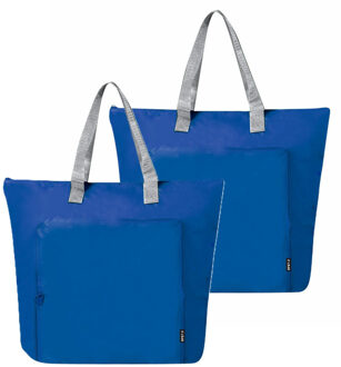 Koeltas Bondi - 2x - blauw - lunchpakket of drankjes - 15 liter - 45 x 36 x 9 cm - shopper model