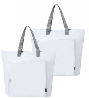Koeltas Bondi - 2x - wit - lunchpakket of drankjes - 15 liter - 45 x 36 x 9 cm - shopper model