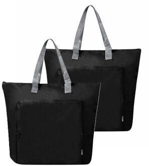 Koeltas Bondi - 2x - zwart - lunchpakket of drankjes - 15 liter - 45 x 36 x 9 cm - shopper model
