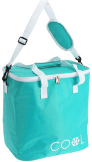 Koeltas draagtas schoudertas turquoise 29 x 31 x 21 cm 18 liter - Koeltas Blauw