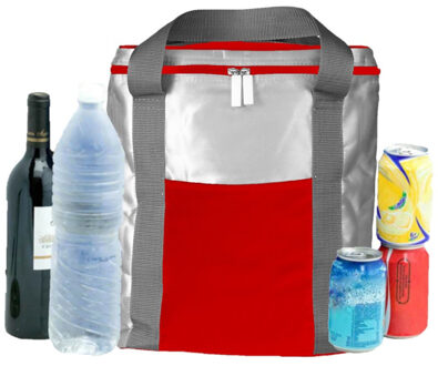 Koeltas - Grote koeltas zilver/rood - 15 liter - ideaal voor onderweg