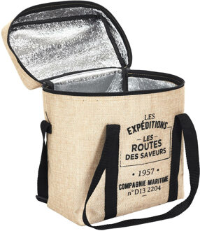 Koeltas Jute - voor lunchpakket of drankjes - 10 liter - 25 x 14 x 30 cm - Draagband
