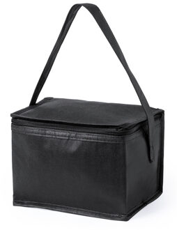 Koeltas - klein - lunch / blikjes - zwart - 21 x 15 x 15 cm - draagriem - 4 liter inhoud