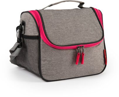 Koeltas/lunchtas Callela - taupe/roze - 6.5 liter - 17 x 26 x 20 cm - koelbox tas - picknick/strand