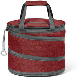 Koeltas - rood - opvouwbaar - 30 x 26 cm - 15 liter - met rits en flesopener - polyester