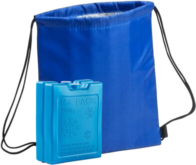 Koeltas rugtas blauw met rijgkoord cm met 2x koelelementen