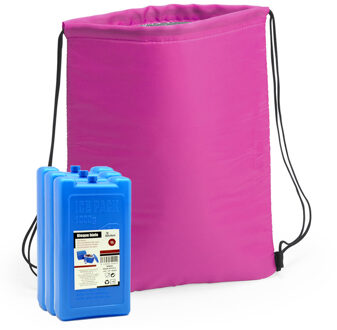 Koeltas rugtas roze met rijgkoord cm met 2x koelelementen