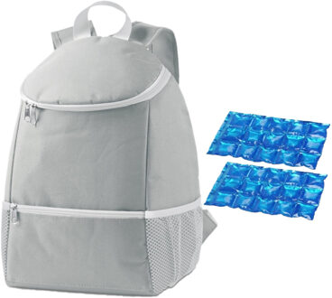 Koeltas rugtas/rugzak grijs met 2 stuks flexibele koelelementen 10 liter