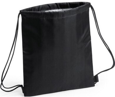 Koeltas rugzak - zwart - 27 x 33 cm - koeltassen met koordje - lunch rugtasje