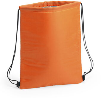 Koeltasje rugzak met draagkoord - oranje - 32 x 42 cm - drankjes/lunch rugtas - polyester/aluminium