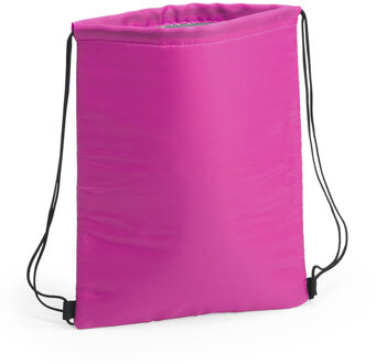 Koeltasje rugzak met draagkoord - roze - 32 x 42 cm - drankjes/lunch rugtas - polyester/aluminium - Koeltas