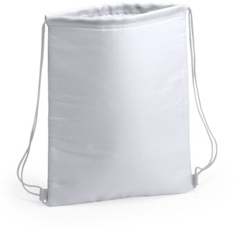 Koeltasje rugzak met draagkoord - wit - 32 x 42 cm - drankjes/lunch rugtas - polyester/aluminium