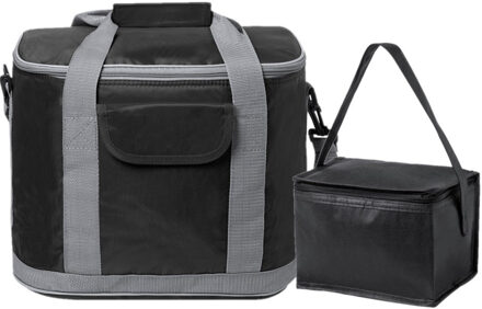 Koeltassen set draagtas/schoudertas zwart 22 en 4 liter