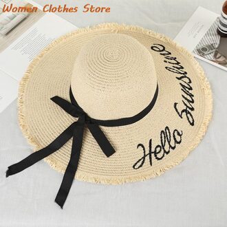 Koepel Zomer Zonneklep Hoeden Voor Vrouwen Mode Brief Strooien Hoed Elegante Dames Brede Rand Strand Hoed H02