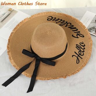 Koepel Zomer Zonneklep Hoeden Voor Vrouwen Mode Brief Strooien Hoed Elegante Dames Brede Rand Strand Hoed H03