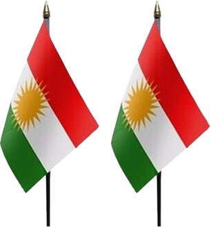 Koerdistan - 2x - mini vlaggetje van 10 x 15 cm op stokje - Landen vlag - H27 cm